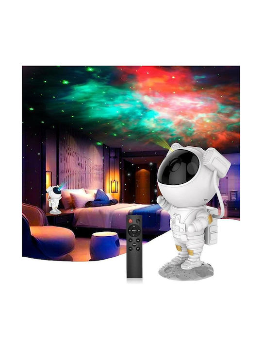 Παιδικό Φωτιστικό Projector Astronaut με Εναλλαγές Χρωματισμών Λευκό 12x11.3x22.8εκ.